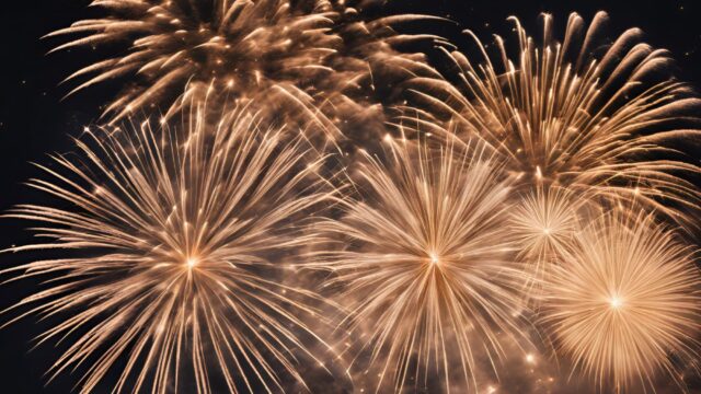 Golden firework display