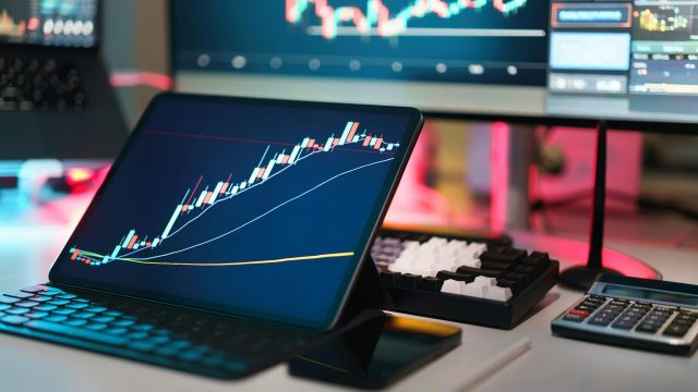Laptop showing changing graphs